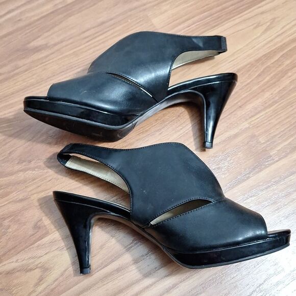 Bandolino Mirabella Womens Open Toe Heel Sling Back Black Evening Shoes 8 - Picture 2 of 5